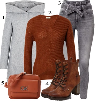 outfit mit Svetlo siva/Siva/Temno siva Usnjena Jakna/Ženske 7/8 Kavbojke/Gležnarji/Motoristične Kavbojke/Capri Kavbojke/Odrezane Kavbojke/Kavbojke Visokega Pasu/Push up Kavbojke/Usnjene Čevlje/Termodžinsi/Moška Usnjena Jakna/Zimska jakna Only "Zimski outfit"