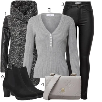 Outfits for chubby mit Črna Hlače iz Imitacije Usnja/Pajkice Usnjena pajkica/Leginge v Videzu Usnja/Usnjena Hlača/Skinny Hlače/Lack Pajkica JdY "Zimski outfit"