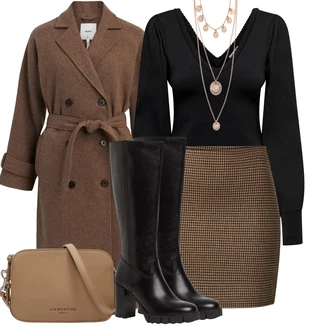 Vysoké Podpatky Outfit s Černá Bota se širokým nohavici/Dlouhá Kozačka/Kozačka Na Podpatku/Bota na Platformě/Klasická kozačka/Jezdecká Bota/Kozačka po Kolena/Kozačka se zipem Tamaris "Módní zimní outfit"