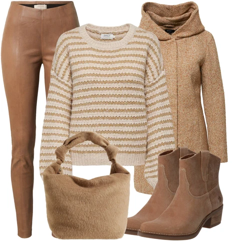 Kombinace Khaki/Béžová/Hnědá Kožená Kalhoty/Kalhoty z Umělé Kůže/Kožený legíny/Legíny Kožený Vzhled Cream