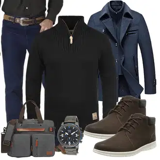 Büro Outfits Moderne mit Dunkelblau/Grau Allthemen "Buro Outfit"Look: Boyfriend, Casual, GoGo, Goa, Outdoor, Indoor, Dad, Büro, Business, Moderne, Italienische, Smart Casual, Maritim