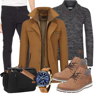 Büro Outfits Moderne mit Schwarz/Khaki/Dunkelblau Amazon Essentials, Braun/Beige/Khaki Allthemen "Buro Outfit"Look: Leger, Smart Casual, Unisex, Coole, Schön, Moderne, Indoor, Business, Italienische, Jazz, Französische, Outdoor, Western, Büro
