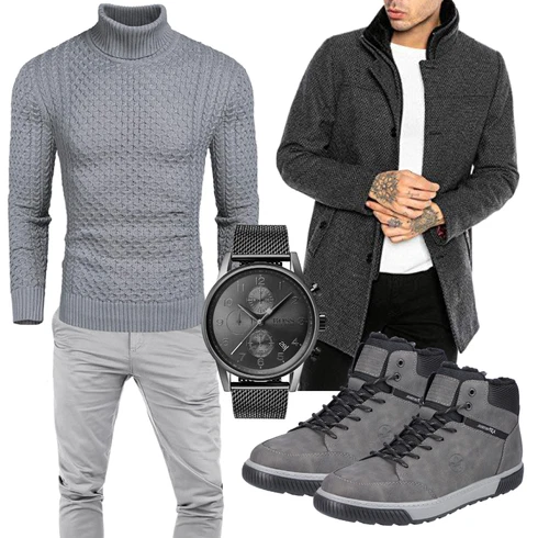 Grau Overall/Jacke Winter Parka COOFANDY kombinieren