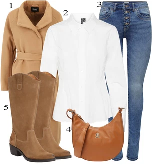 outfit mit Temno Modra/Svetlo Modra/Modra Kavbojka z Nizkim Pasom/Ozke Kavbojke/Kavbojke z Razporkom/Moška Usnjena Jakna/Zimska jakna/Kavbojka z Nizkim Pasom/Kavbojke na Poteg/Push up Kavbojke/Usnjene Čevlje/Kavbojke Visokega Pasu Only "Zimski outfit"