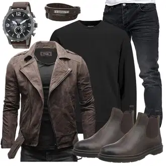 Party Outfits mit Schwarz Accessoire Reslad, Schwarz Unkategorisiert Jack & Jones, Schwarz Unkategorisiert Geox, Schwarz/Grau Unkategorisiert Fossil "Casual Business Outfit"