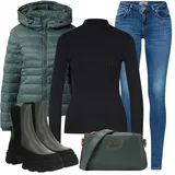 Zelené gumové kotníkové boty outfity image