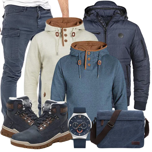 Fell Hellblau/Dunkelblau/Blau/Grau Klassischer Stiefel/Wasserdichter Outdoorschuh/Herren Lederschuhe/Sicherheitsschuh/Wasserfester Schuh/Wasserdichter Stiefel/TrekkingStiefel ARRIGO BELLO kombinieren