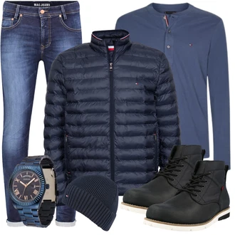 Stiefel Outfits mit Grau/Weiß Jeans MAC "Cool Outfit"