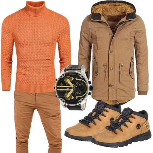 Braun/Khaki/Beige Jacke mit Seitlichem Reißverschluss/Herbstjacke/Doppeljacke/Parka-übergangsjacke/Wachsjacke/Winter Parka/Winterjacke Indicode kombinieren