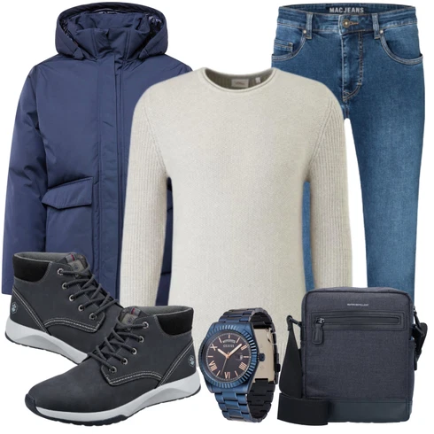 Blau/Dunkelblau/Hellblau Mantel mit Reißverschluss/Daunenmantel/Kapuzenmantel/Parka/Steppmantel/Übergangsmantel/Wintermantel/Puffer Jacke/Winter Parka/Nachhaltige Jacke/Winterjacke/Daunenjacke/Parka-übergangsjacke embassy of bricks and logs kombinieren mit Blau/Türkis Jeans MAC