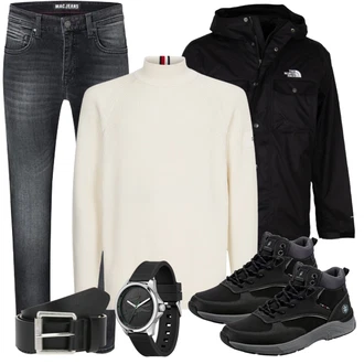 Stiefel Outfits mit Grau/Weiß Jeans MAC "Cool Outfit"