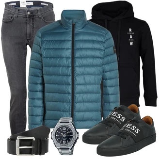 Outfit mit Schwarz Schuh Sneaker/Leder Sneaker Guess "Cool Outfit"