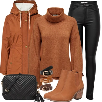 Outfit s Hnědá/Oranžová Chelsea Boty/Kotníková Bota s Podšívkou/Kovbojská kotníková bota/Bota na klínku/Kožená bunda/Letní kotníková kozačka/Westernová Kotníková Bota TOMS "Skvělý vzhled pro volný čas"