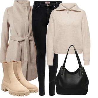 ľahký Outfit sa Bež/Kaki/Smeđa Chelsea Gležnjača/Kožna Jakna/ljetna gležnjača Only "Cool zimski outfit"