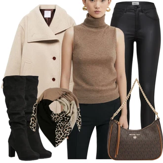 Outfit sa Bež/Smeđa Kaban Kaput/Oversize Kaput/Zimski Kaput Vuneni kaput/loden kaput/Kaput od Vunenog Flisa/Kaput Tri Četvrtine/Midi Kaput/Prijelazni Kaput/Kaput od Kašmira/Vintage Kaput/Lagani Kaput Mango "Cool zimski outfit"