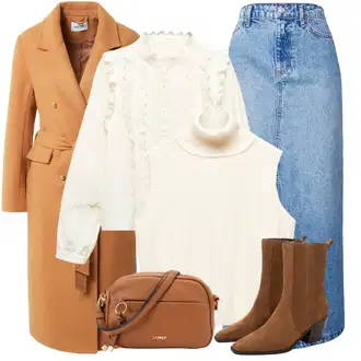 Outfit s Bílá/Krémová Moderní Svetrová Vest/Jemně Pletený Svetr Mango "Stylový zimní outfity"