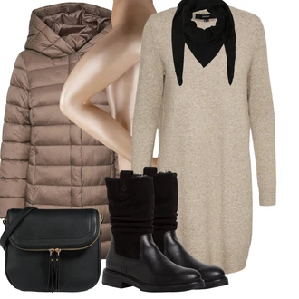 Slouchy Outfit s Černá/Fialová Kozačka Motorkářská bota/Plochá Kotníková Bota/Ovčí Kožešinová Bota/Zimní Kozačka z jehněčí kůže/Kotníková Bota s Podšívkou/Vycpaná Kozačka/Bota se širokým nohavici/Zimní kotníková bota/Zimní bota Tamaris "Zimní look"