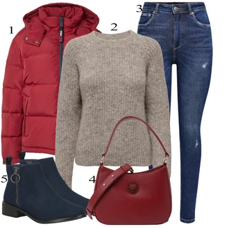 Outfits for chubby Disko mit Temno modra/Modra Kavbojke z Razporkom/Usnjena Jakna/Usnjene Čevlje/Zimska jakna/Kavbojke na Poteg/Push up Kavbojke/Kavbojke Visokega Pasu/Kavbojke z Luknjo/Usnjene jakne/Ženske 7/8 Kavbojke/Gležnarji Only "Zimski outfit"Look: Stil, 90. leta, Kul, Disko, Francoski, Modernen, Stari denar