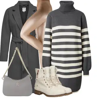 Outfit s Tmavě šedá/Šedá Zimní Kabát Vlněný kabát/Dlouhý kabát/Lodenový kabát/Frock Kabát/Dlouhý Kabát/Vlněný Kabát/Midi Kabát/Kašmírový Kabát Only "Outfity na zimu"