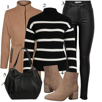 Black Outfits Kul mit Črna Hlače iz Imitacije Usnja/Usnjena pajkica/Leginge v Videzu Usnja/Usnjena Hlača/Skinny Hlače/Lack Pajkica JdY "Zimski outfit"Look: Stil, Kul, Stari denar, Brez šivov, Techno, Mokrega videza