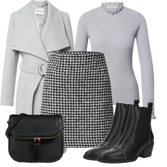 Outfit s Šedá/Mátově zelená/Světle šedá Svetry 2 v 1/Třpytivý Svetr/Rolák/Svetr s límečkem/Svetr Carmen/Svetr s Výstřihem/Svetr se zipem/Pletený Svetr Edited "Zimní look"