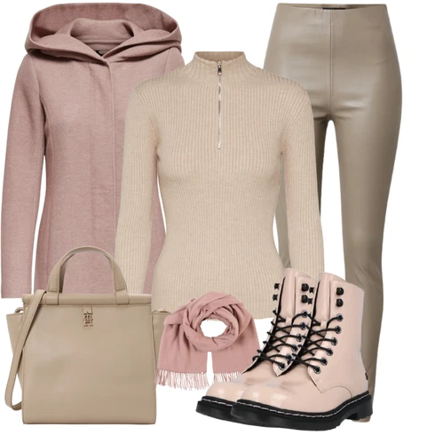 Kombinace Šedá/Hnědá/Béžová/Khaki Kožený legíny/Kožená Kalhoty/Legíny Kožený Vzhled/Kalhoty z Umělé Kůže/Legíny s Rozparkem/Vinylový Legín SOAKED IN LUXURY