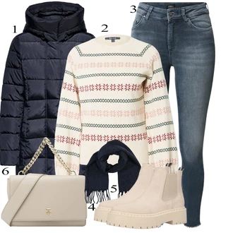 outfit mit Zimski Pulover/Kratek Pulover/Preprost Pulover/Pulover iz Kašmirja/Vintage pulover/Osnovni Pulover/Pleteni Pulover/Pulover Nicki/Črtasti Pulover/Pulover z Okroglim Izrezom/Pulover s Potiskom/Pulover Carmen/Volnen Pulover/Žakard Pulover/Norveški Pulover King Louie "Zimski outfit"