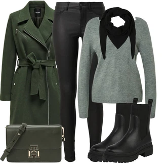 Outfit s Černá Šátek/Bandana/Šál/Kruhový Šál About You "Trendový zimní vzhled"