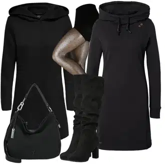 Outfit s Černá Přechodový Kabát/Softshellový Kabát/Kabát s Kapucí/Lodenový kabát/Scuba Kabát Only "Stylový zimní outfity"