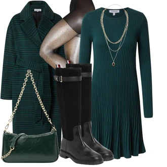 Outfity na zimu Ke kolenům Viskóza s Tmavě zelená/Tyrkysový/Zelená Edited "Stylový zimní outfity"