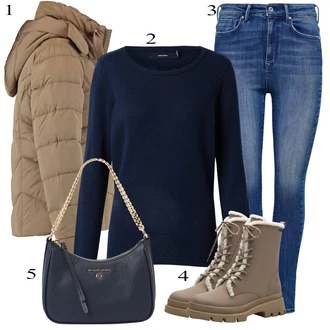 Outfits for chubby mit Modra/Temno modra/Svetlo modra Jeans Pajkice/Jeggings Only "Zimski outfit"