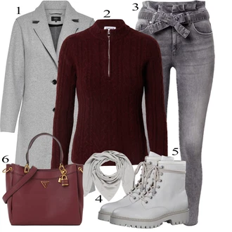 Zimske Outfiti Bombaž mit Siva/Svetlo siva About You "Zimski outfit"