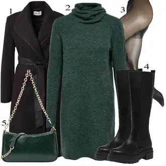 Black Outfits Off-Shoulder mit Zelena/Temno zelena Torba za čez ramo/Billfold/Mini torbica/Baguette torba "Zimski outfit"