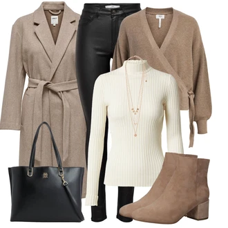 Outfity na zimu Styl Boho s Růžová/Zlatý Jemný Řetízek/Náhrdelník/Bohatě zdobený náhrdelník/Statement náhrdelník Pilgrim "Módní zimní outfit"Look: Styl, 20 léta, 30 léta, Boho, Elegantní, Old Money, Retro, 80tá léta