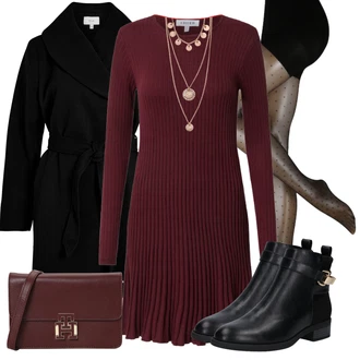 Puntíkatý Outfit s Tmavě šedá/Khaki/Béžová/Růžová/Šedá/Zlatý Punčocháče/Třpytivý punčocháč/Punčocháče Velká Velikost MAGIC Bodyfashion "Outfity na zimu"