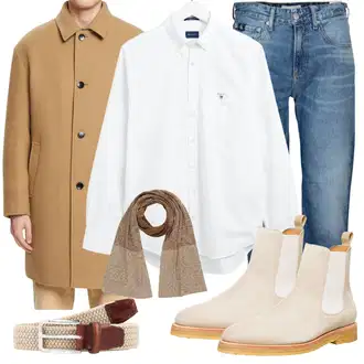 Elegante Outfits Standesamt mit Braun/Beige/Grau Schal/Loop Schal DAN FOX APPAREL "Elegant Outfit"Look: Silvester, Pop Konzert, Hütten, Schule, Gala, Fasching, Besondere Anlässe, Standesamt