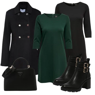 Outfit sa Crna/Smeđa Vintage Gležnjača/Kožna Jakna/Ravna Gležnjača/Podstavljena Gležnjača/Motociklistička čizma/Kožna gležnjača/ljetna gležnjača Only "Elegantan zimski outfit"