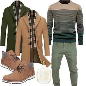 Elegante Outfits Schmal mit Dunkelgrün/Khaki PITTMAN, Schwarz SSBZYES "Elegante Outfit"