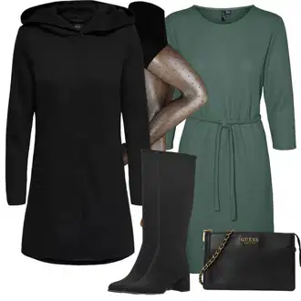 Outfit s Černá Přechodový Kabát/Softshellový Kabát/Kabát s Kapucí/Lodenový kabát/Scuba Kabát Only "Outfity na zimu"