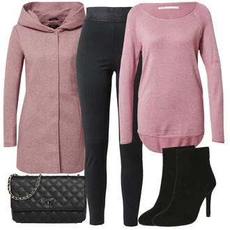 Outfity na zimu Midi s Růžová/Fialová/Hnědá/Červená Pletený Kabát/Kabát s Kapucí/Pletený Fleecový Kabát/Vlněný kabát/Fleecový Kabát/Lodenový kabát/Vlněný Fleecový Kabát Only "Módní vzhled na rande"