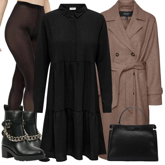 Outfity na zimu Áčkového Střihu s Černá JdY "Elegantní zimní outfit"Look: Áčkového Střihu