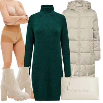 Outfity na zimu s Béžová/Růžová Punčochy Proti Trombóze/Nylonová punčocha/Punčocháče Podpůrný punčocháč/Komprese ponožka/Shapewear klouž/Punčocháče marks & spencer "Elegantní zimní outfit"