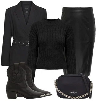 Dlouhé Outfit s Tmavě modrá/Modrá/Černá/Hnědá Taška Přes Rameno/Brašna/Pásková taška/Malá Taška/Klasická Taška Přes Rameno/Sportovní Taška Přes Rameno Calvin Klein Jeans "Elegantní zimní outfit"