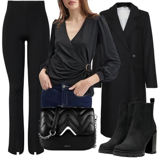 Rave Outfit s Černá Kozačka Kožená bunda/Bota na platformě/Kotníková Bota s Podšívkou/Kotníková Bota Na Podpatku/Chelsea Boty/Letní kotníková Kozačka/Zimní kotníková bota/Kožená kotníková bota/Bota na Platformě Only "Elegantní zimní outfit"Look: Bar, Rave