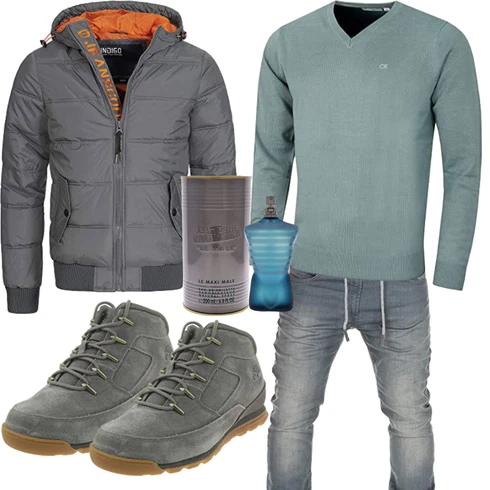 Grau Overall/Winter Parka/Regenjacke Indicode Jeans kombinieren
