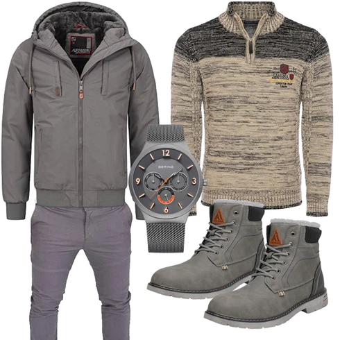 Grau/Hellgrau/Dunkelgrün/Dunkelgrau/Khaki Wasserfester Schuh/Wattierte Stiefel/Winter Stiefel/Herren Lederschuhe/Gefütterte Stiefelette/Klassischer Stiefel/Wasserdichter Stiefel/Winter Sneaker/Winter Stiefelette Mishansha kombinieren mit Grau/Hellgrau/Dunkelgrau/Braun/Khaki/Beige Frühlingsjacke/Übergangsjacke Herbstjacke/Ripstopjacke/Innenfutter Jacke/Kunstfaserjacke/Funktionsjacke/Wanderjacke/Winterjacke/Outdoorjacke/Kapuzenjacke/2in1 Jacke/Trekkingjacke Alessandro Salvarini