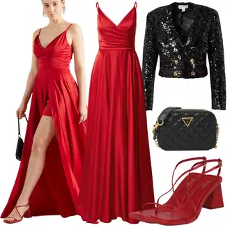 Punije Outfit sa Crvena/Tamnocrvena Haljina Mascara "Večernji outfit"
