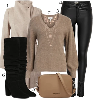 outfit mit Roza/Zlati Bogato okrašena ogrlica/Statement-verižica/Verižica/Fine verižica/Komplet nakita Pilgrim "Zimski outfit"