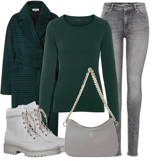 Outfit s Šedá/Stříbrný/Bílá/Krémová Kozačka Šněrovací Kotníková Bota/Kotníková Bota s Podšívkou/Klasická Kozačka/Vycpaná Kozačka/Bojová Bota S.Oliver "Zimní look"