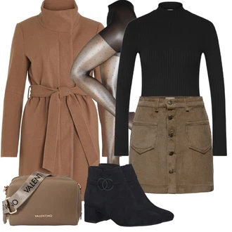 Manšestr Outfit s Tmavě zelená/Khaki/Hnědá Manšestrová sukně Only "Módní zimní outfit"